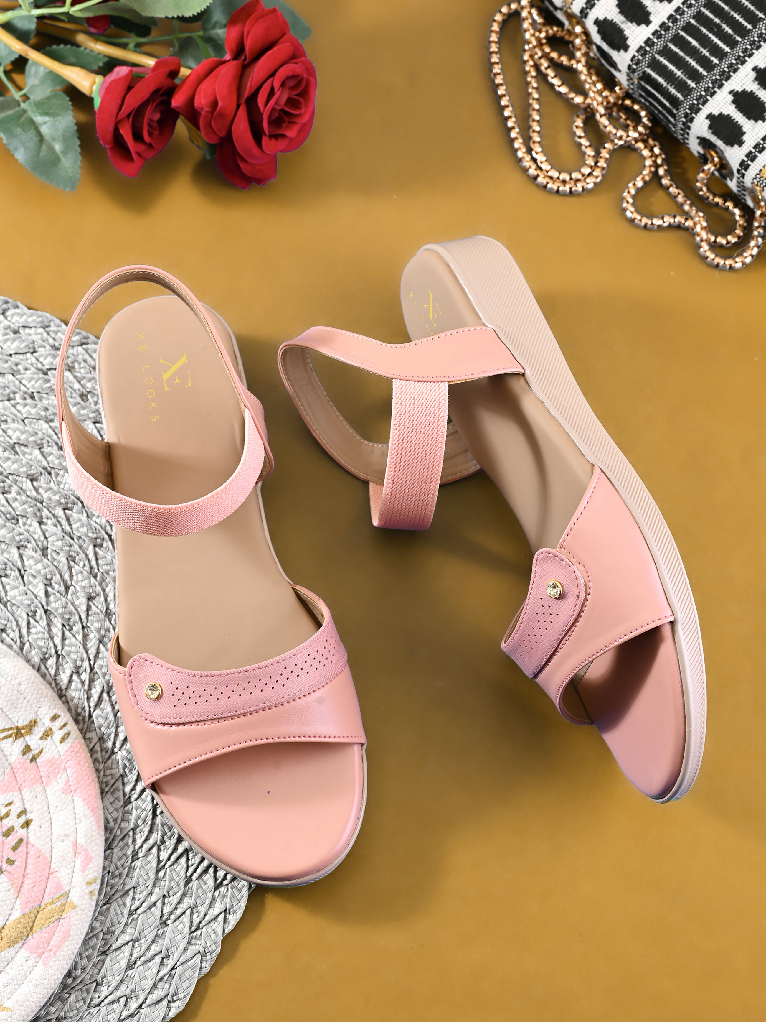 Perforated Detail Cushioned Slingback Flat Sandals