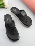 Embellishment Buckle Detail Comfort Toe-Ring Slippers