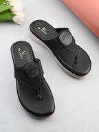 Embellishment Buckle Detail Comfort Toe-Ring Slippers