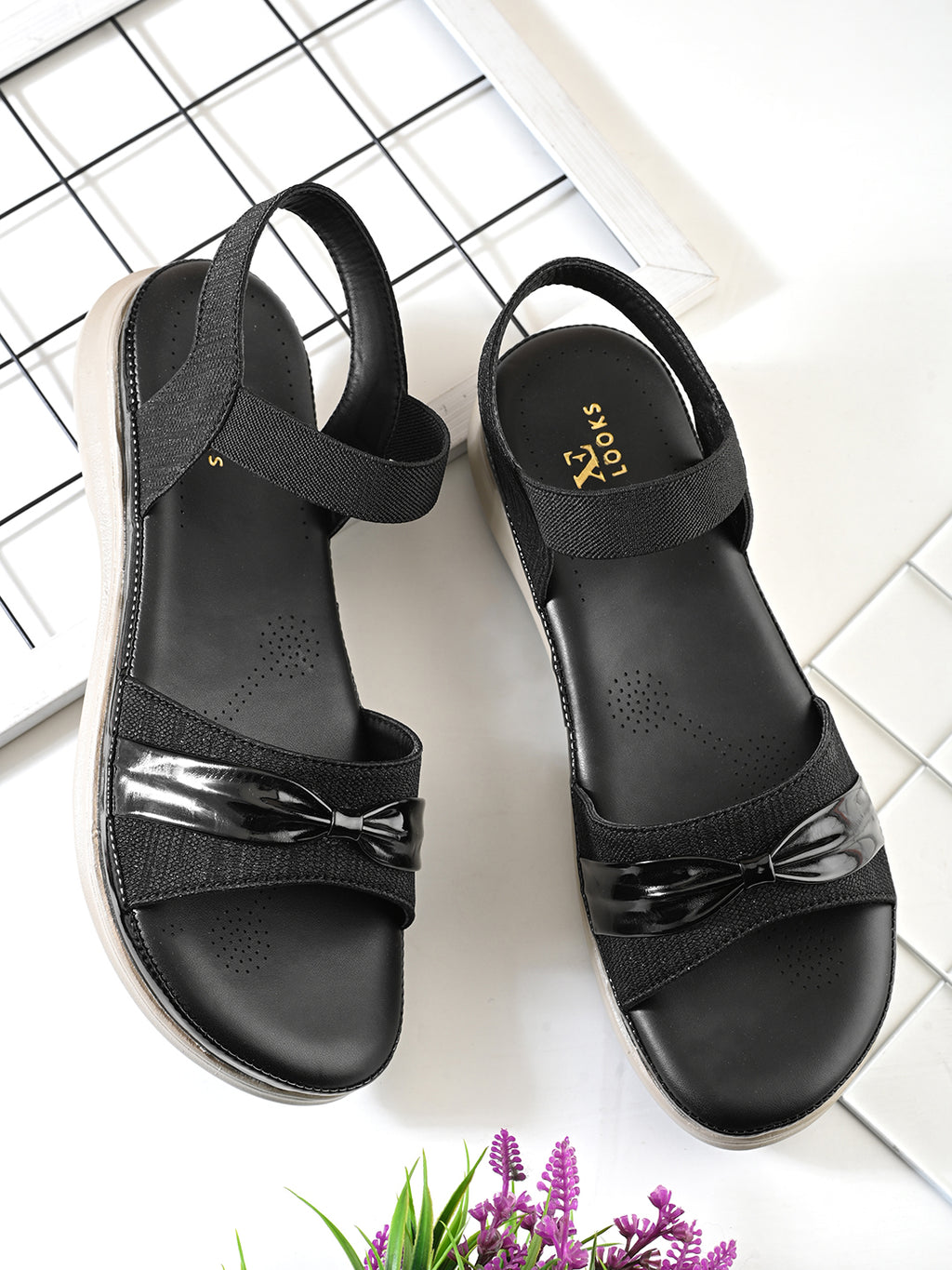 Elegant Bow Detail Comfort Sandals With Secure Ankle Strap