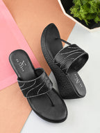 Slip-On Low Wedge Heel Thong Sandals