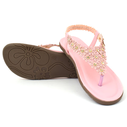 Chic & Elegant Flowery Design Comfortable Flat Sandals