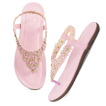 Chic & Elegant Flowery Design Comfortable Flat Sandals