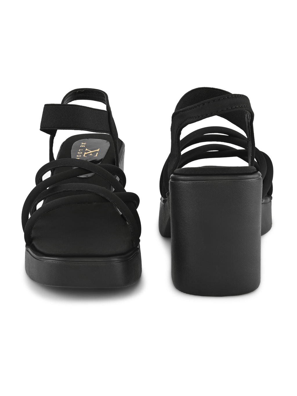 CROSS-STRAP ELASTIC BACK SUPPORT COMFORT BLOCK HEEL SANDALS