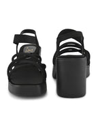 CROSS-STRAP ELASTIC BACK SUPPORT COMFORT BLOCK HEEL SANDALS