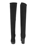 Stretch-Fit Over-the-Knee Platform Block Heel Boots