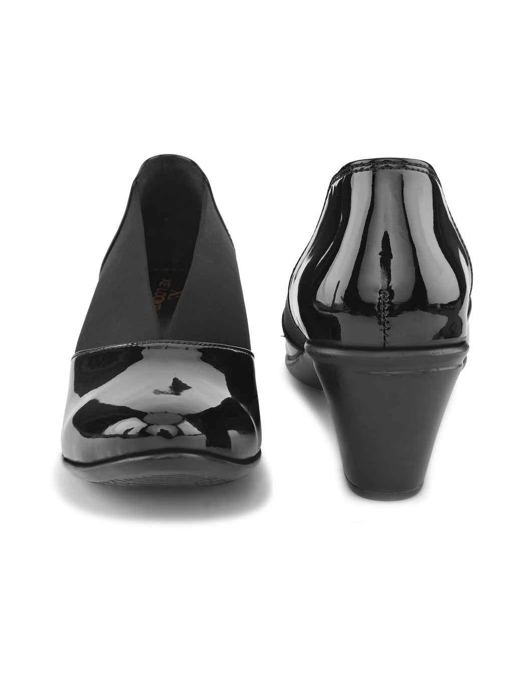 Elasticated Panel Glossy Finish Slip-On Pumps