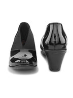 Elasticated Panel Glossy Finish Slip-On Pumps