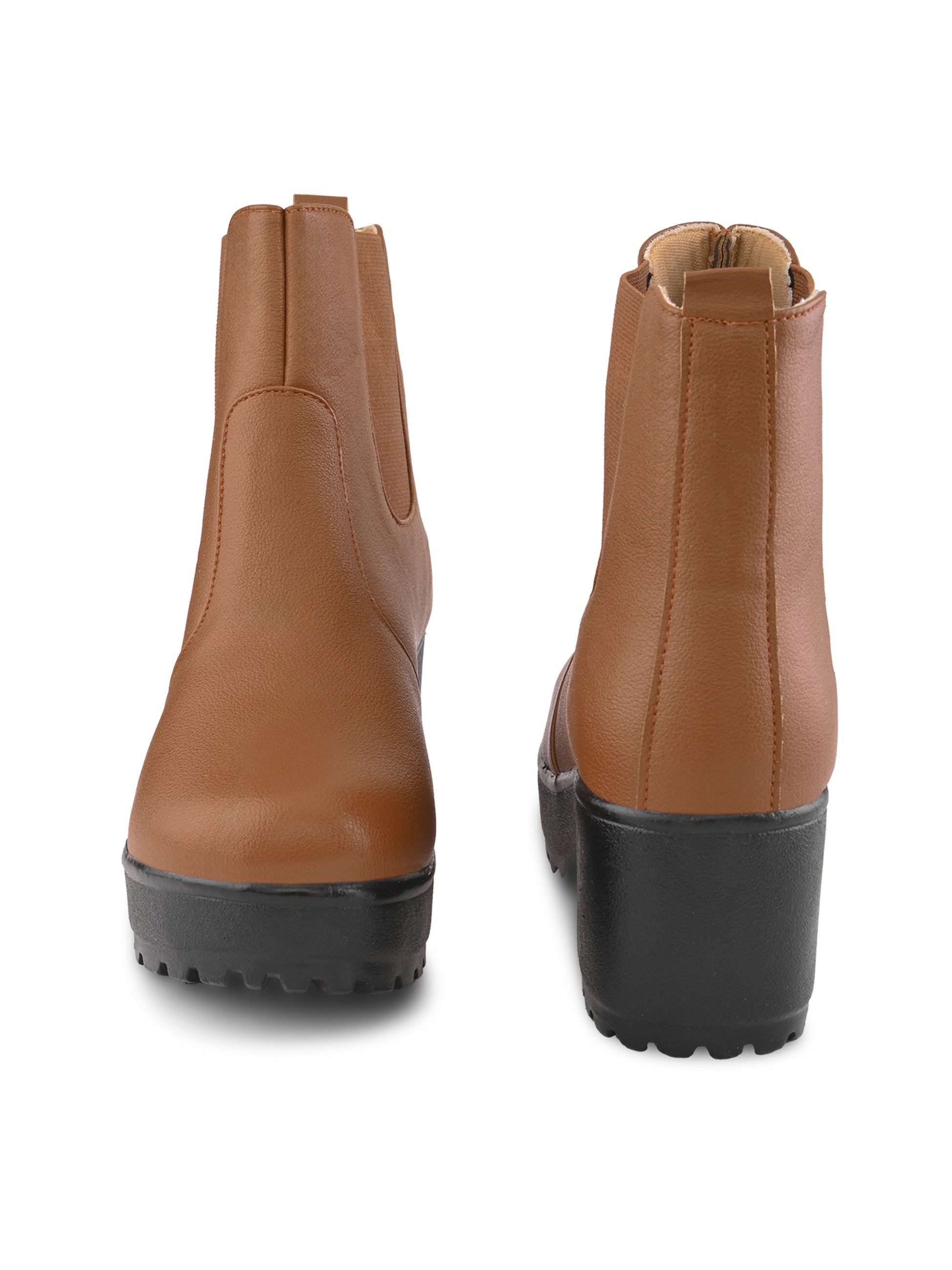 Minimalist Elastic Panel Chunky Block Heel Chelsea Boots