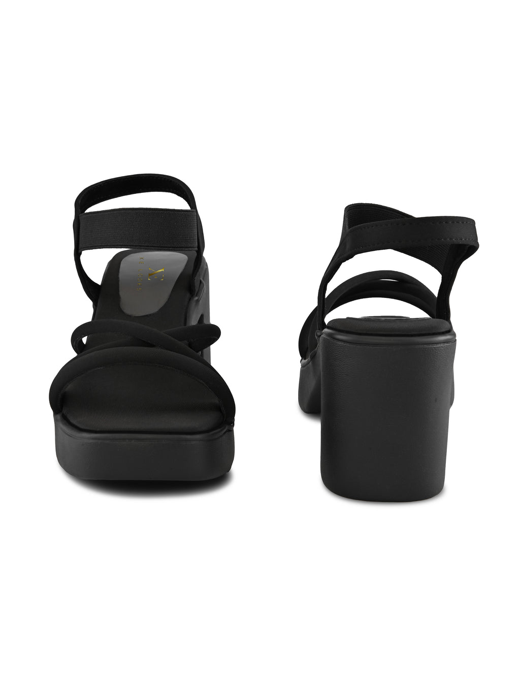 Soft Cushioned Elastic Strap Block Heel Sandals