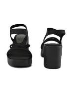 Soft Cushioned Elastic Strap Block Heel Sandals