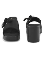 Bow Accent Cushioned Slip-On Block Heel Sandals