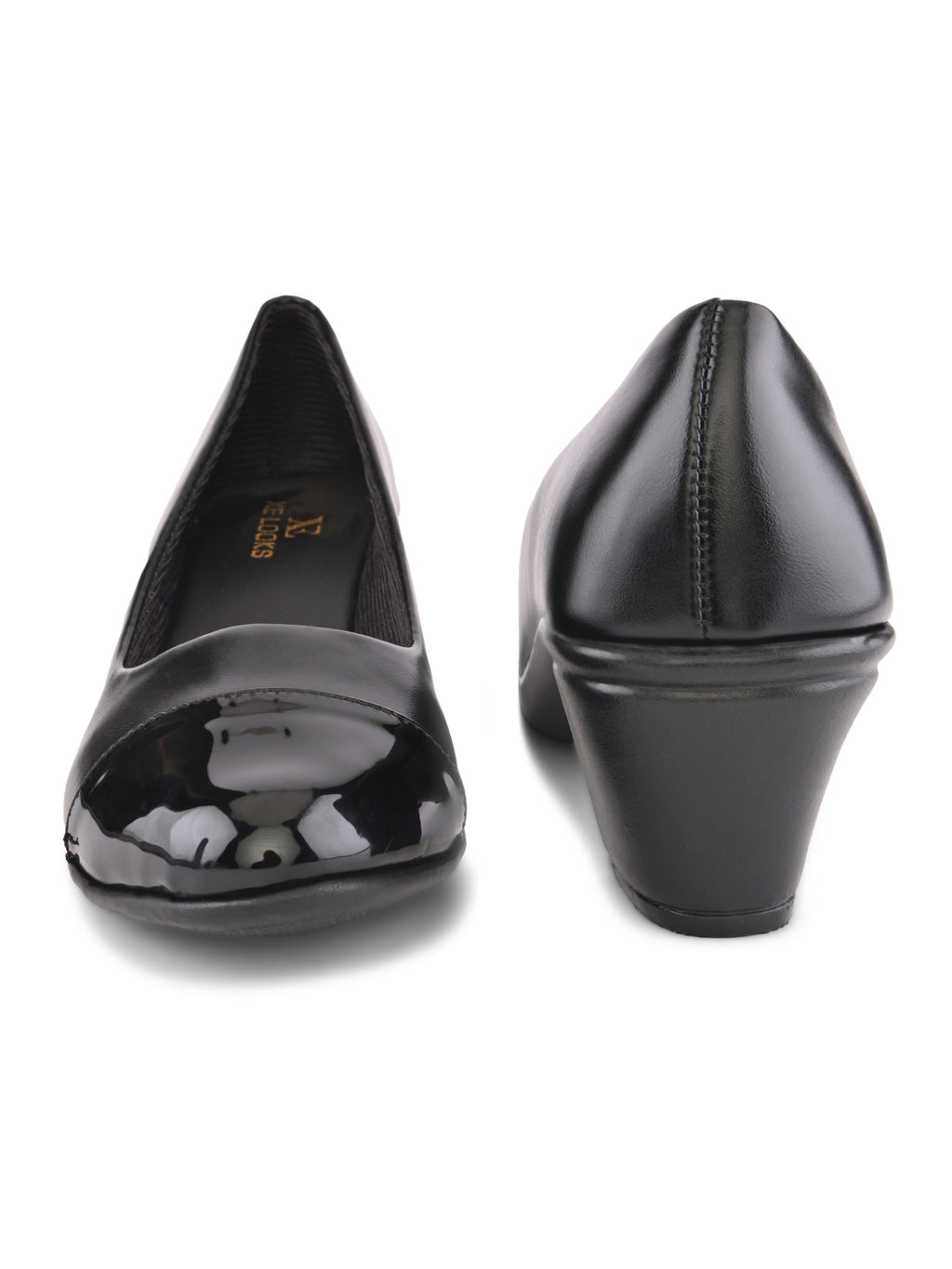 Glossy Cap Toe Slip-On Pumps
