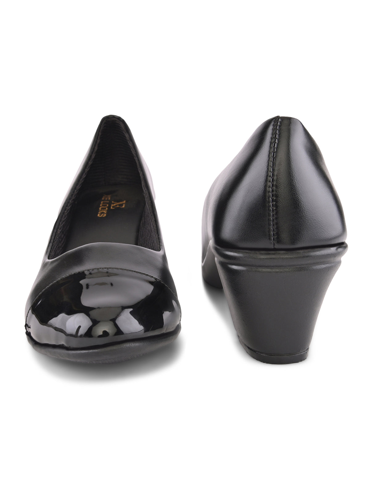 Glossy Cap Toe Slip-On Pumps