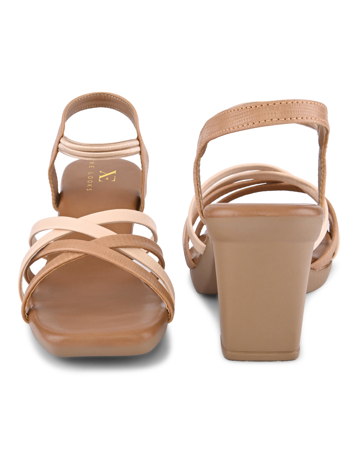 MULTI-STRAP ANKLE SUPPORT COMFORT BLOCK HEEL SANDALS