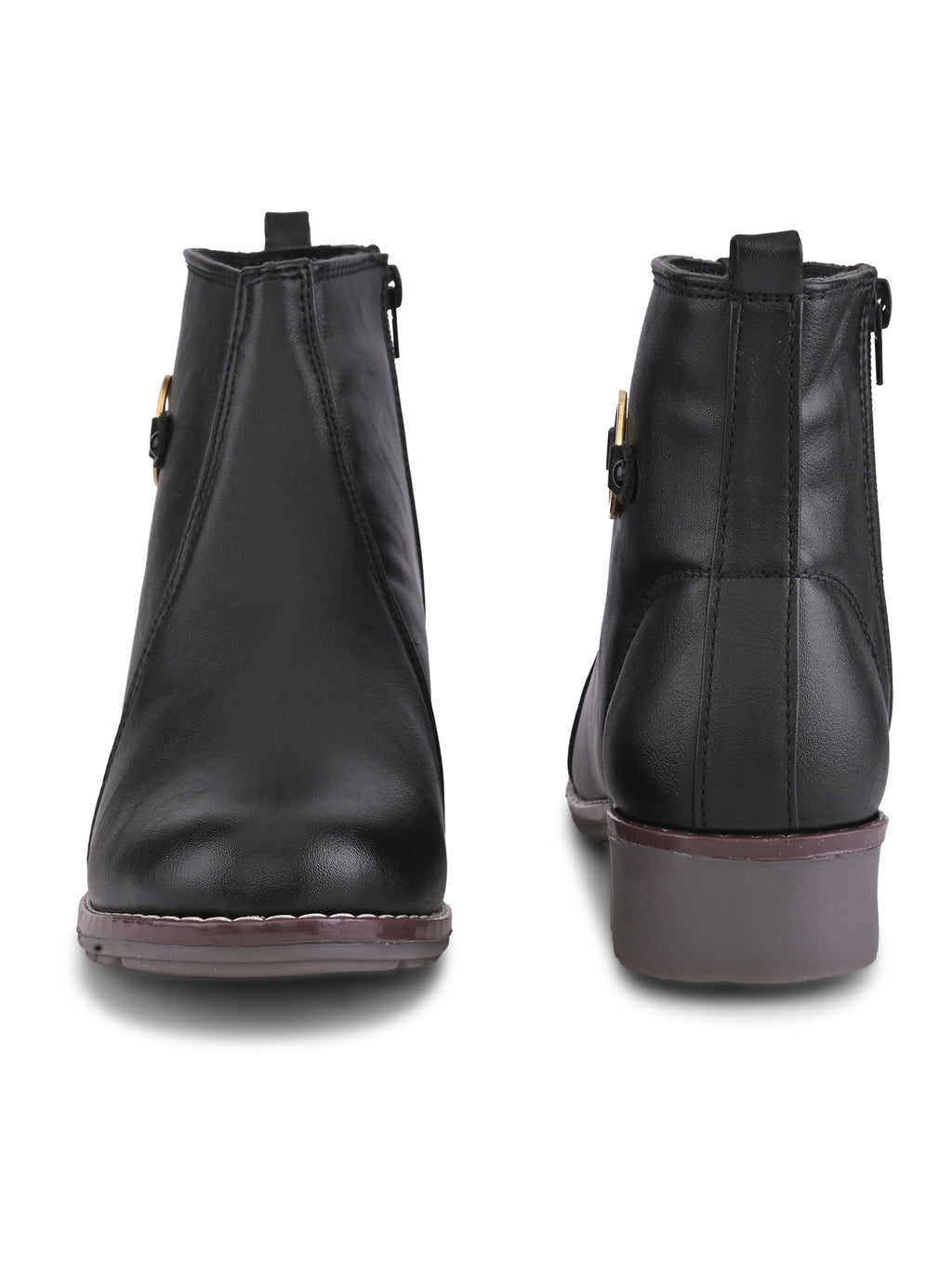 Side Zip Cushioned Low Block Heel Ankle Boots