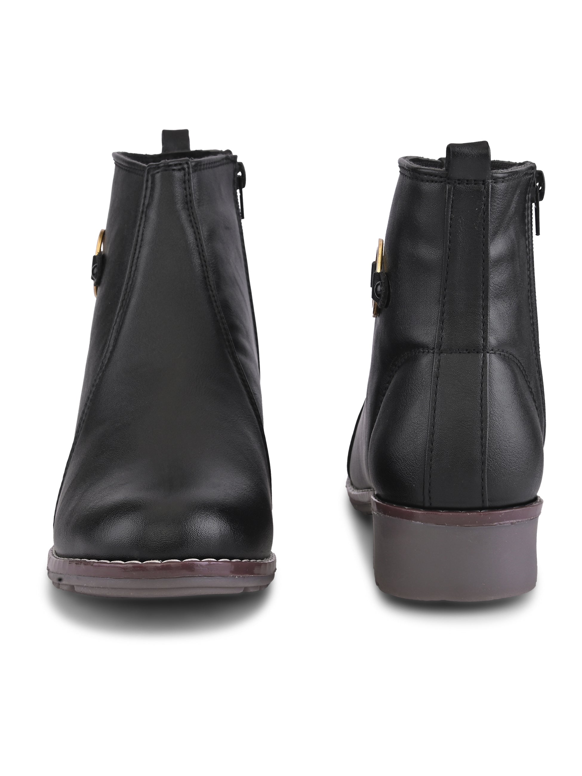 Side Zip Cushioned Low Block Heel Ankle Boots