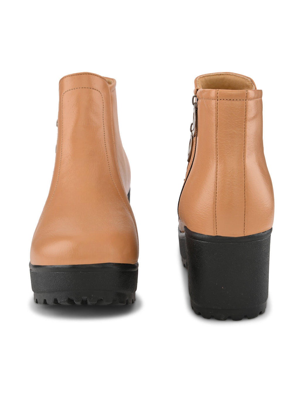 DUAL ZIP CHUNKY BLOCK HEEL PLATFORM ANKLE BOOTS