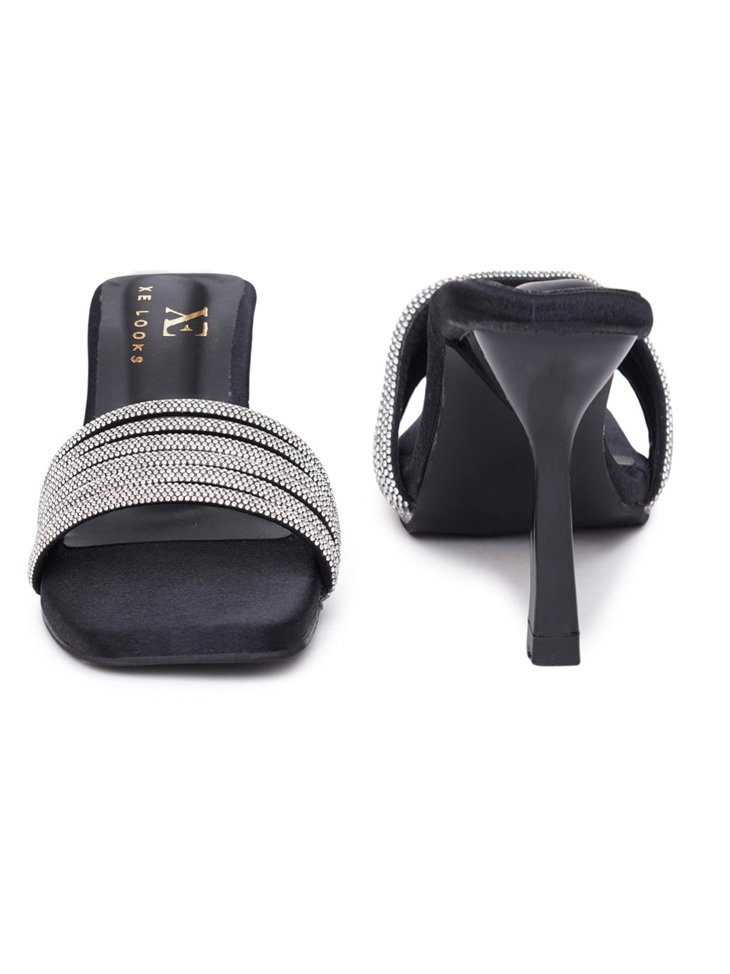 Rhinestone Strap Comfort Heel Sandals