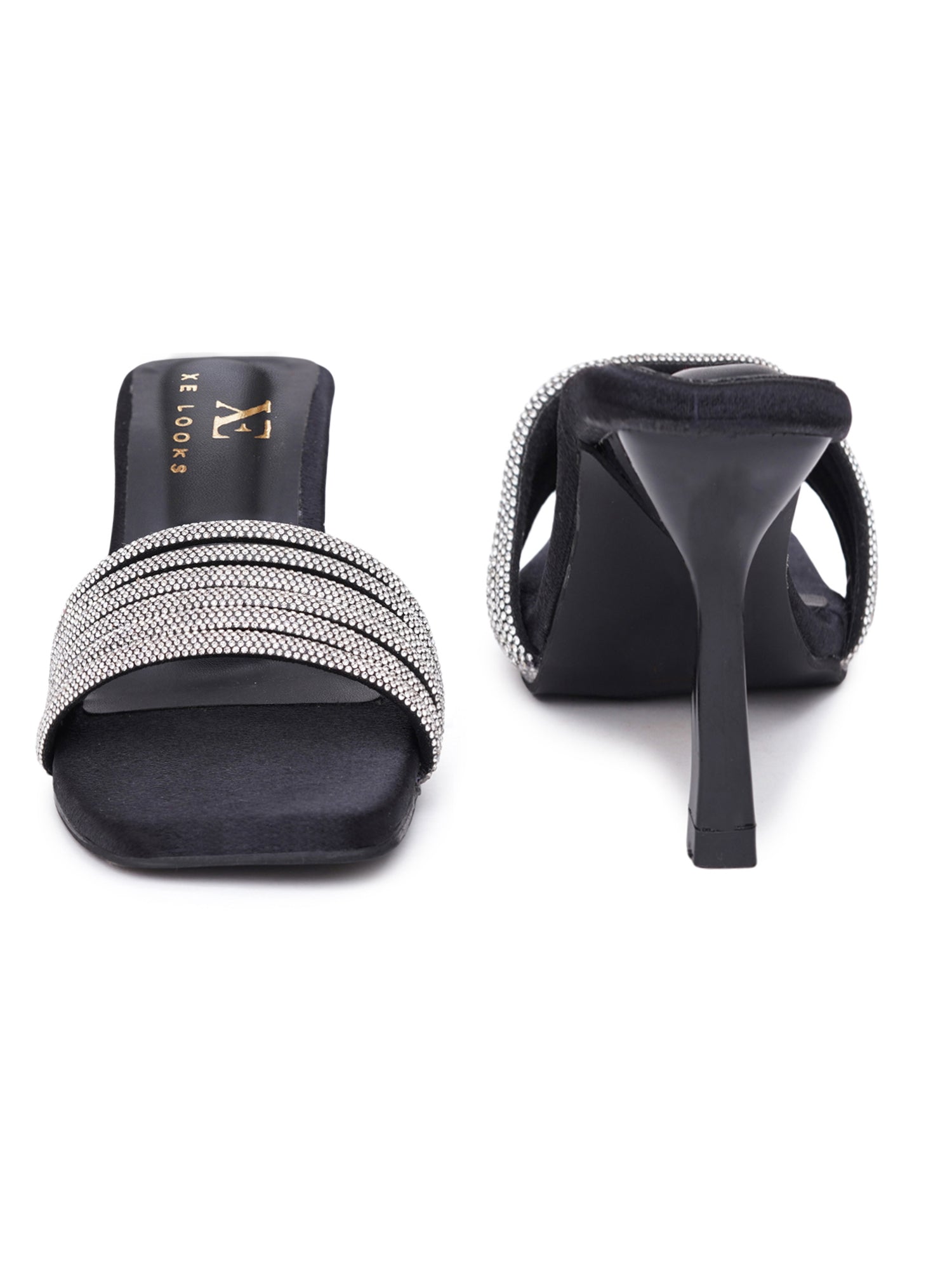 Rhinestone Strap Comfort Heel Sandals