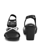 MULTI-STRAP ANKLE SUPPORT SQUARE TOE BLOCK HEEL SANDALS