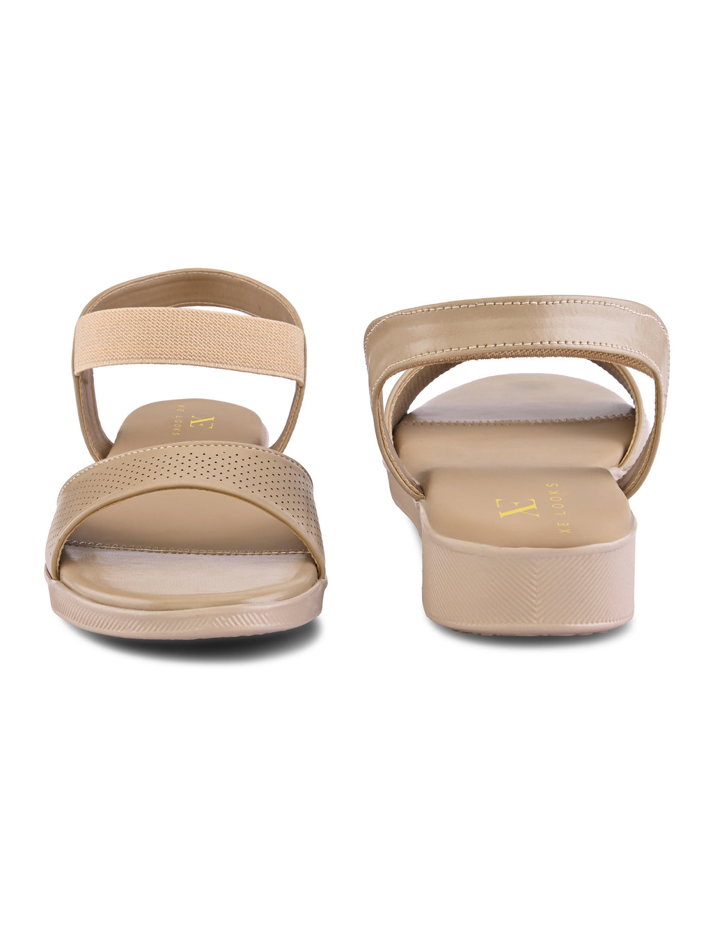 Perforated Strap Cushioned Slingback Flat Sandals