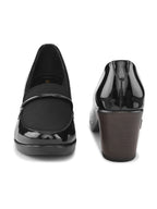 ELEGANT POINTED TOE CUSHIONED BLOCK HEEL PUMPS