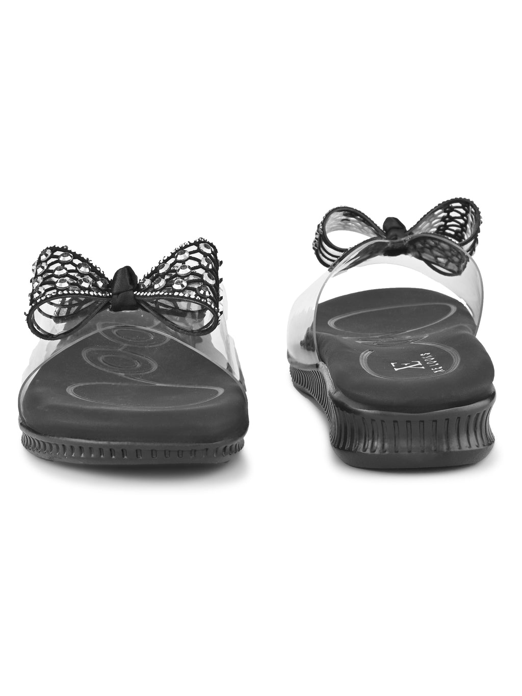 Crystal Bow Transparent Comfort Cushion Slides