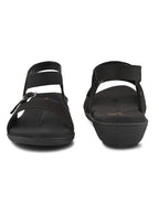 Comfort Cushion Buckle Accent Elastic Strap Open Toe Sandals