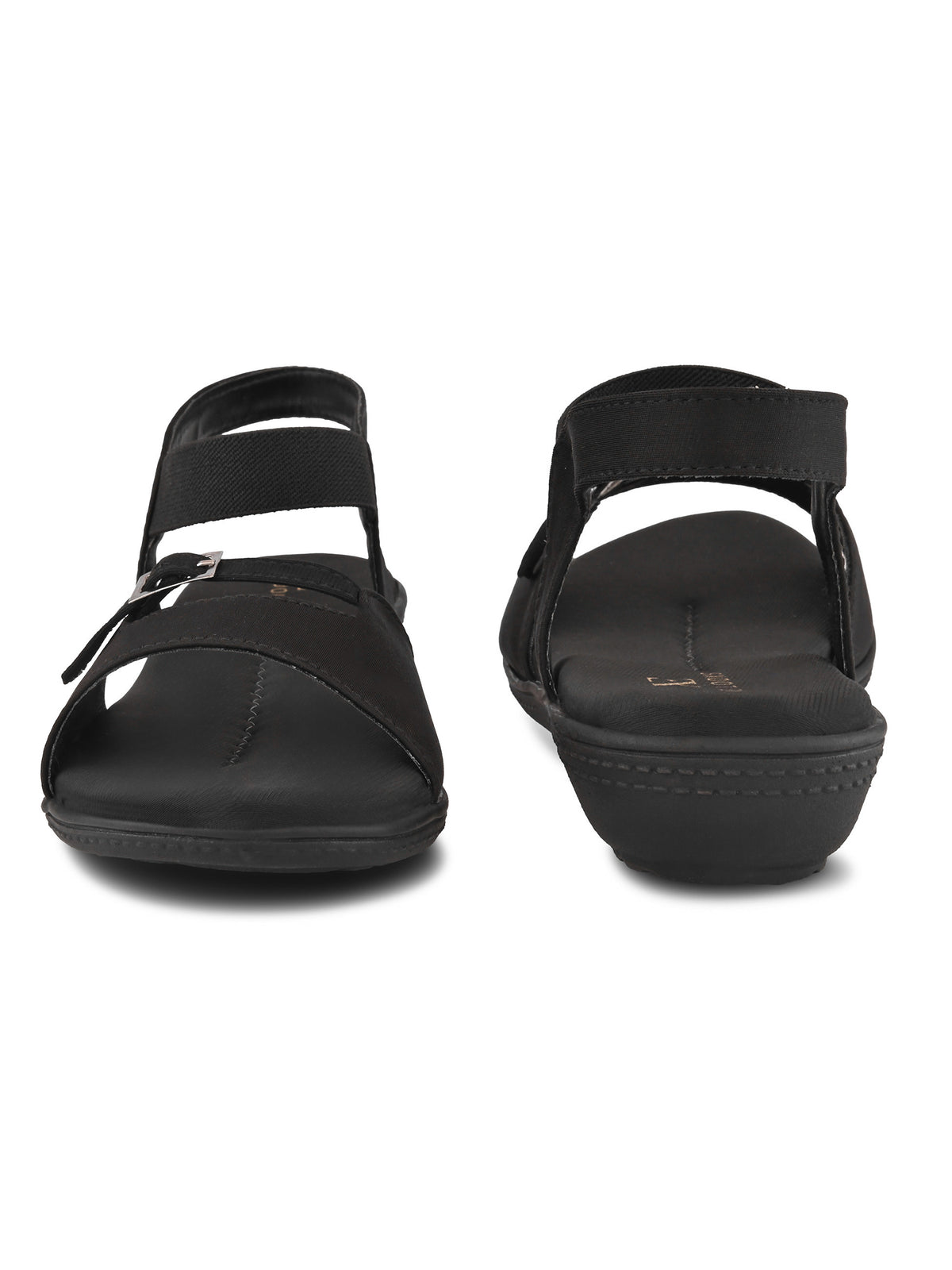 Comfort Cushion Buckle Accent Elastic Strap Open Toe Sandals