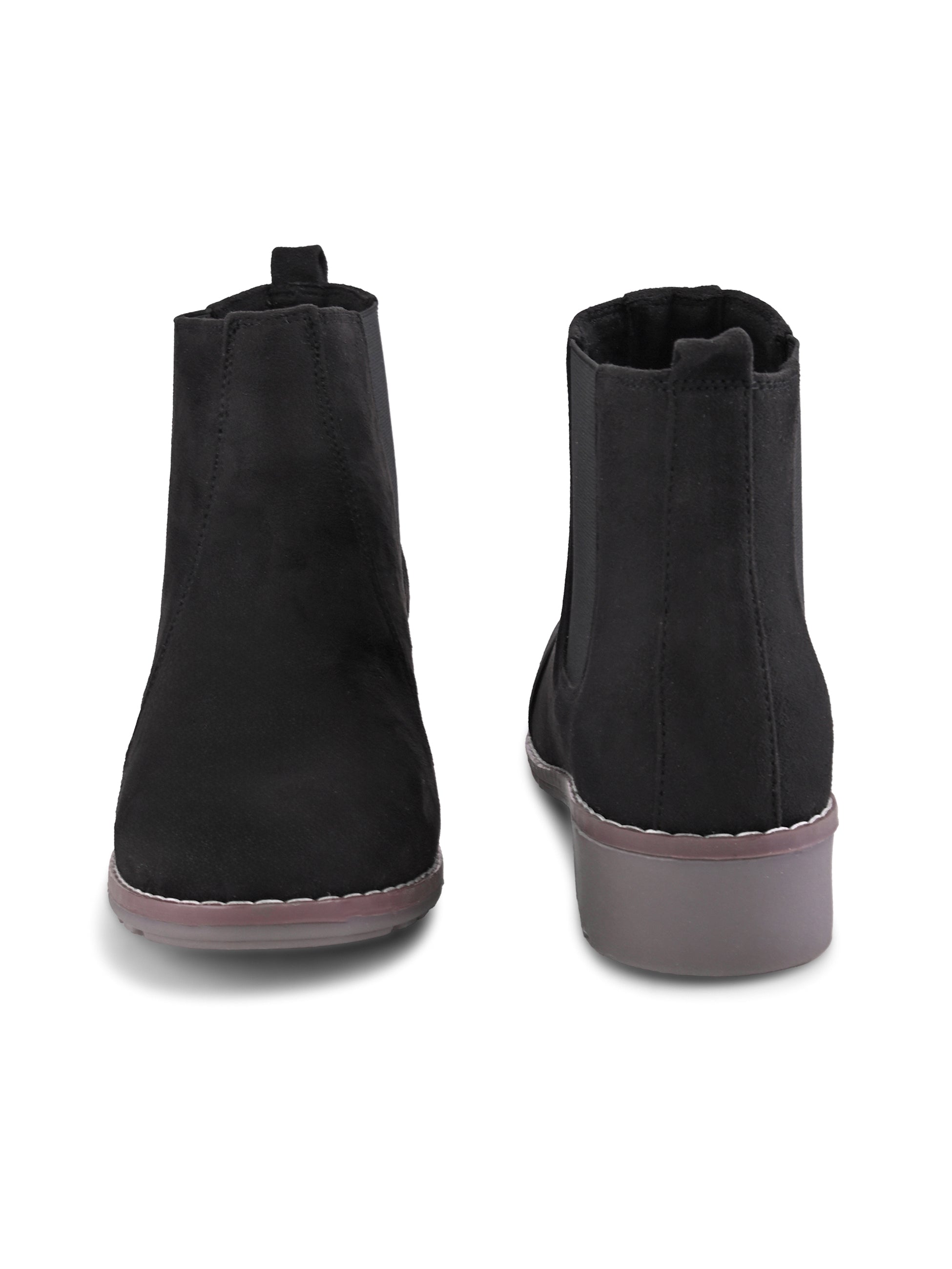 Side Elastic Cushioned Low Block Heel Ankle Boots