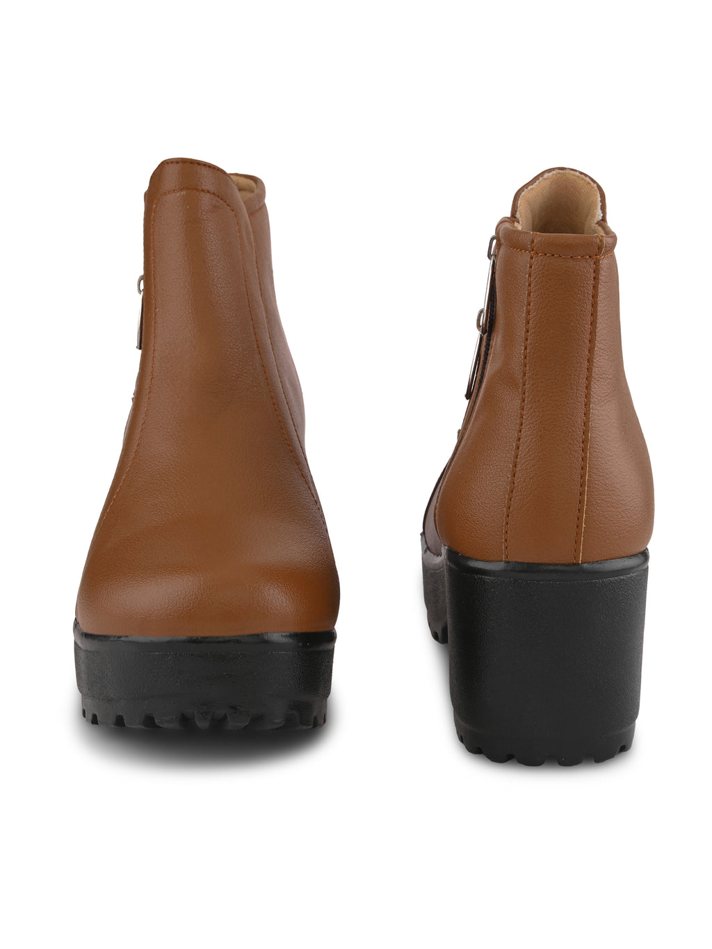 Dual-Zip Chunky Platform Block Heel Ankle Boots