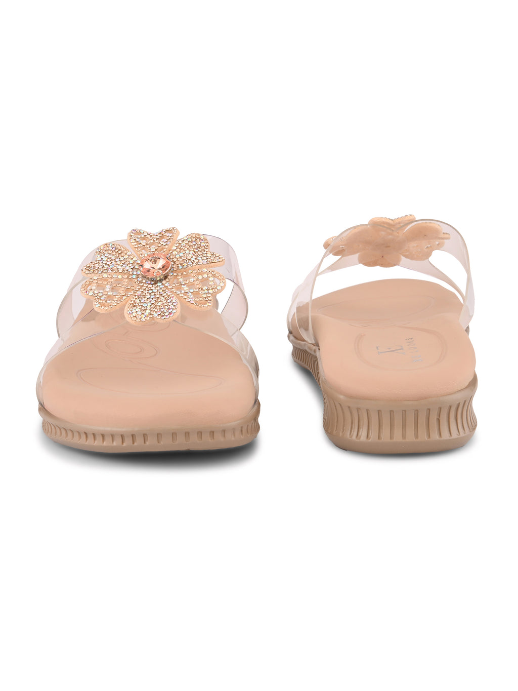 Crystal Floral Transparent Comfort Cushion Slides