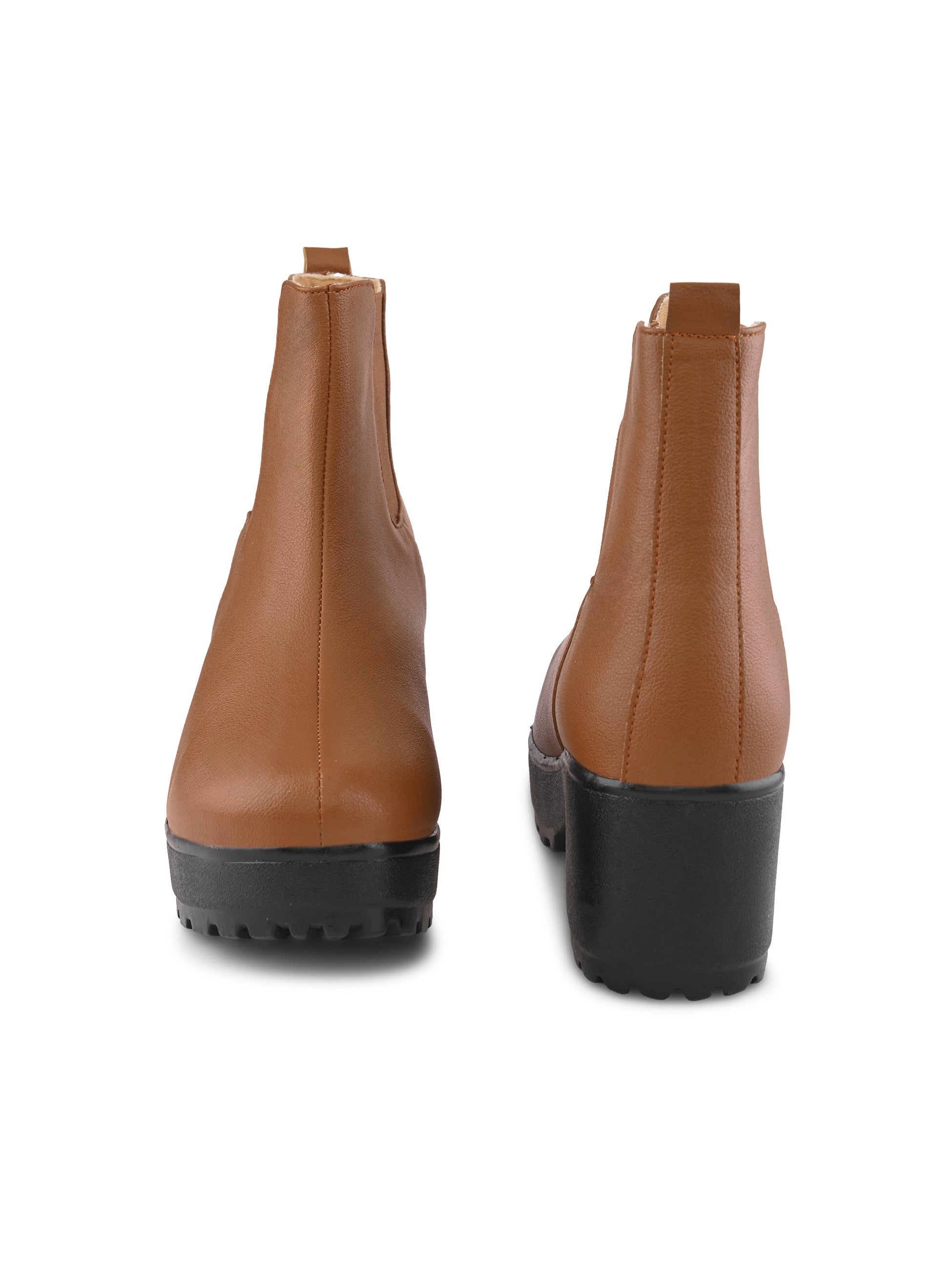 Elastic Panel Chunky Platform Block Heel Chelsea Boots