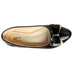 Classic & Timeless Patent Leather Flat Ballerinas With Buckle Design