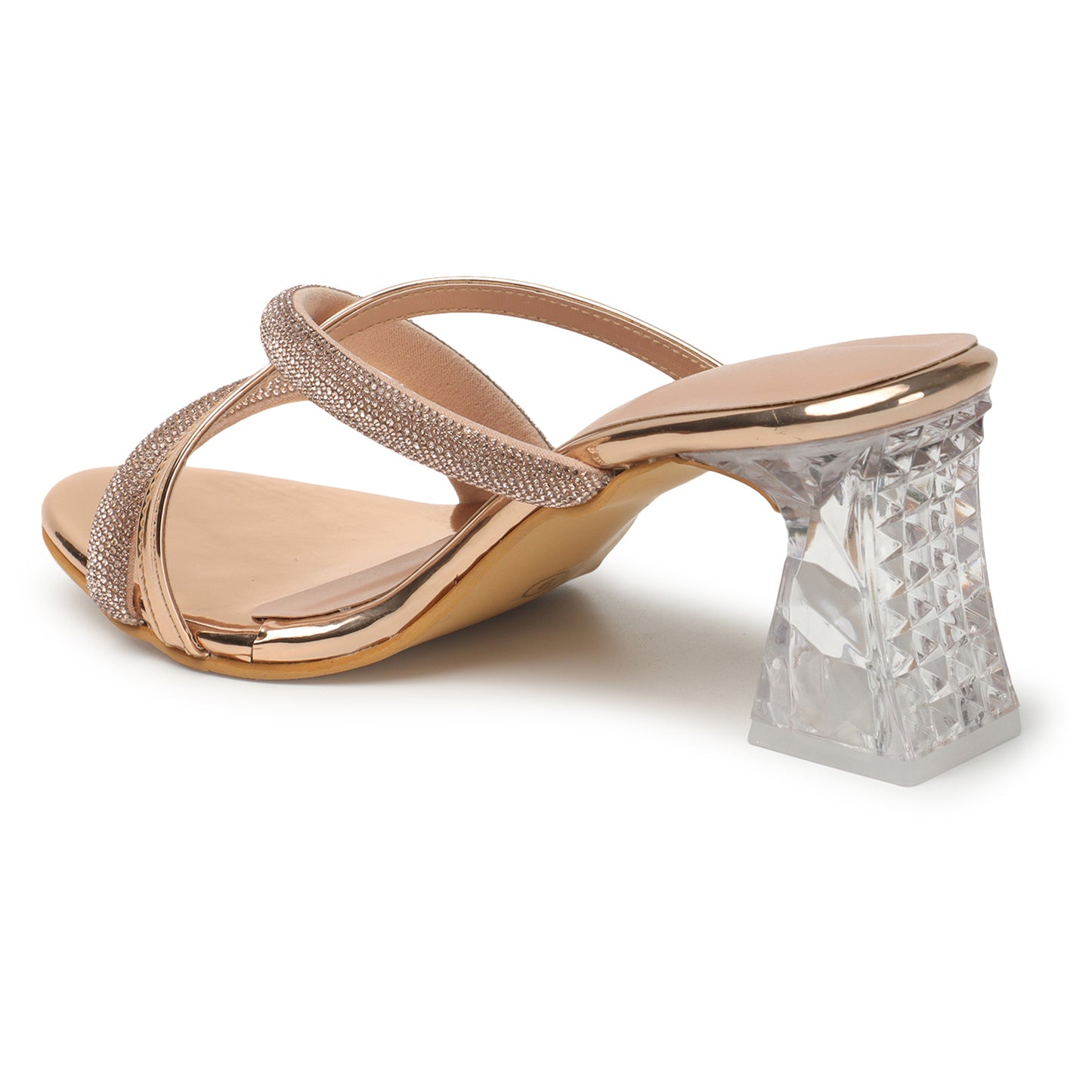 Versatile & Comfortable Fancy Slip-On Heels With 3 Inches Transparent Heel