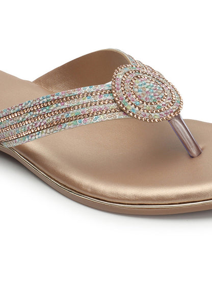 Chic & Elegant Ethnic Design Flat Slippers