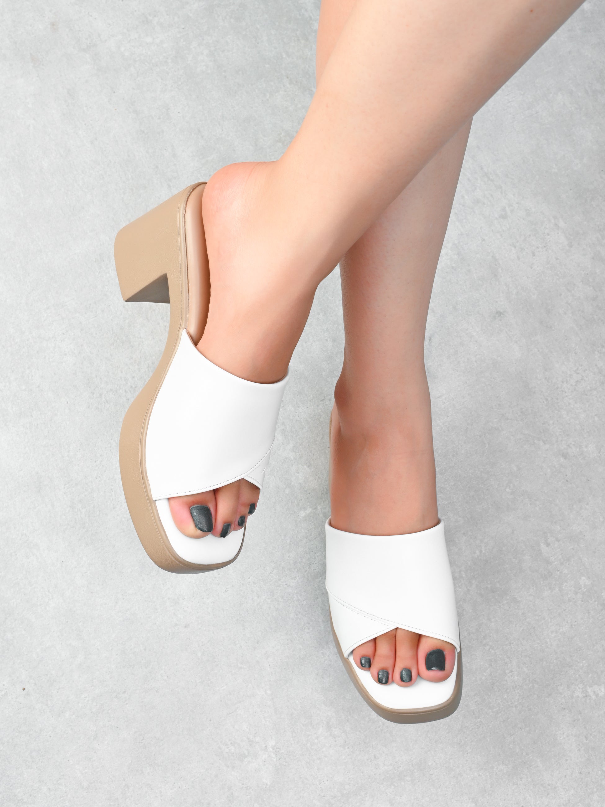 Cross Strap Cushioned Slip-On Block Heel Sandals