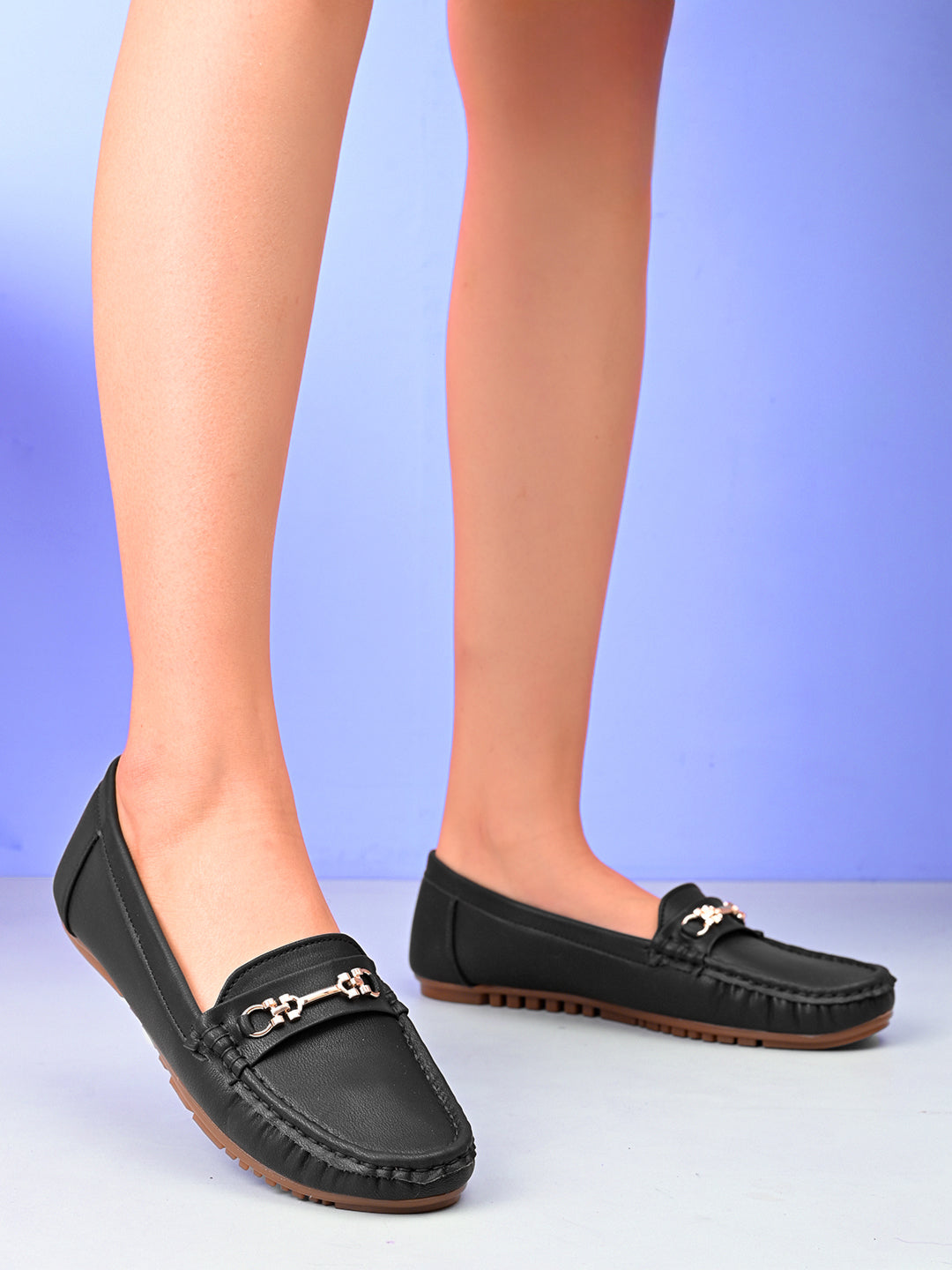 Classic Loafers with Metal Detail With Soft Insole Flats