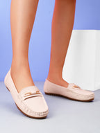 Soft Cushioned Slip-On Loafers with Metal Detail
