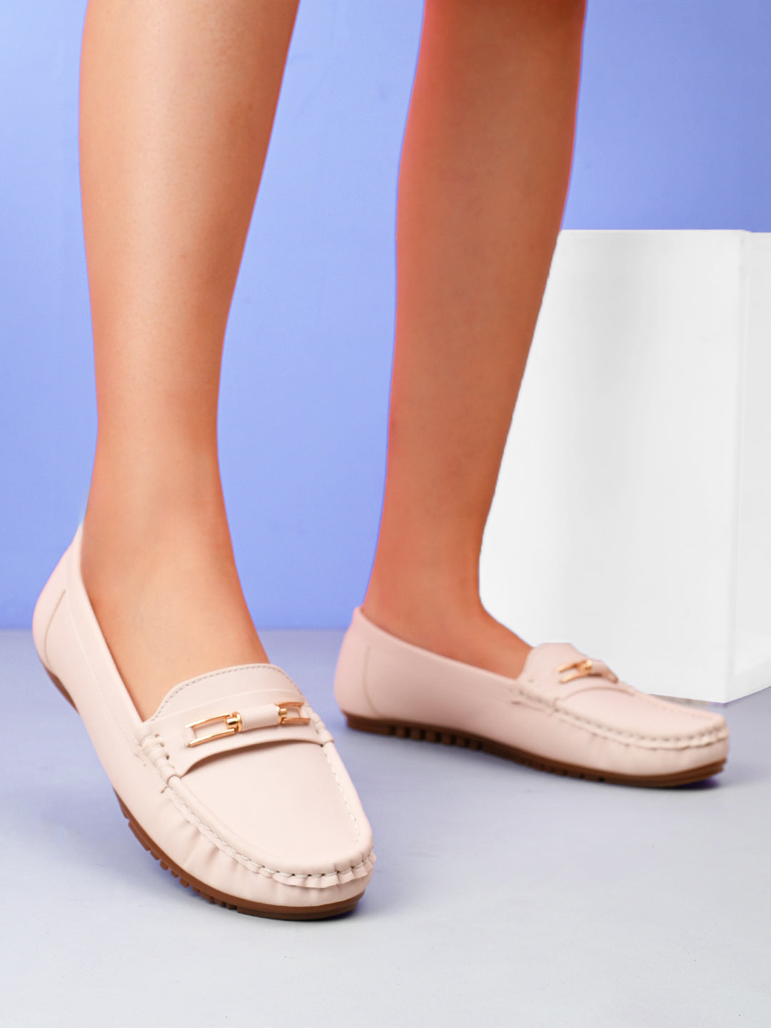 Soft Cushioned Slip-On Loafers with Metal Detail
