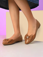 Glossy Bow Detail Ballerinas
