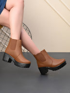 Minimalist Elastic Panel Chunky Block Heel Chelsea Boots