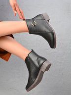 Side Zip Cushioned Low Block Heel Ankle Boots