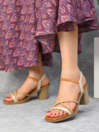 Multi-Strap Ankle Support Square Toe Block Heel Sandals