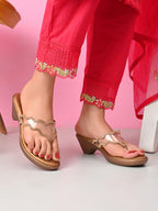 Embellished  Slip-On Sandals Wavy Strap Sandals