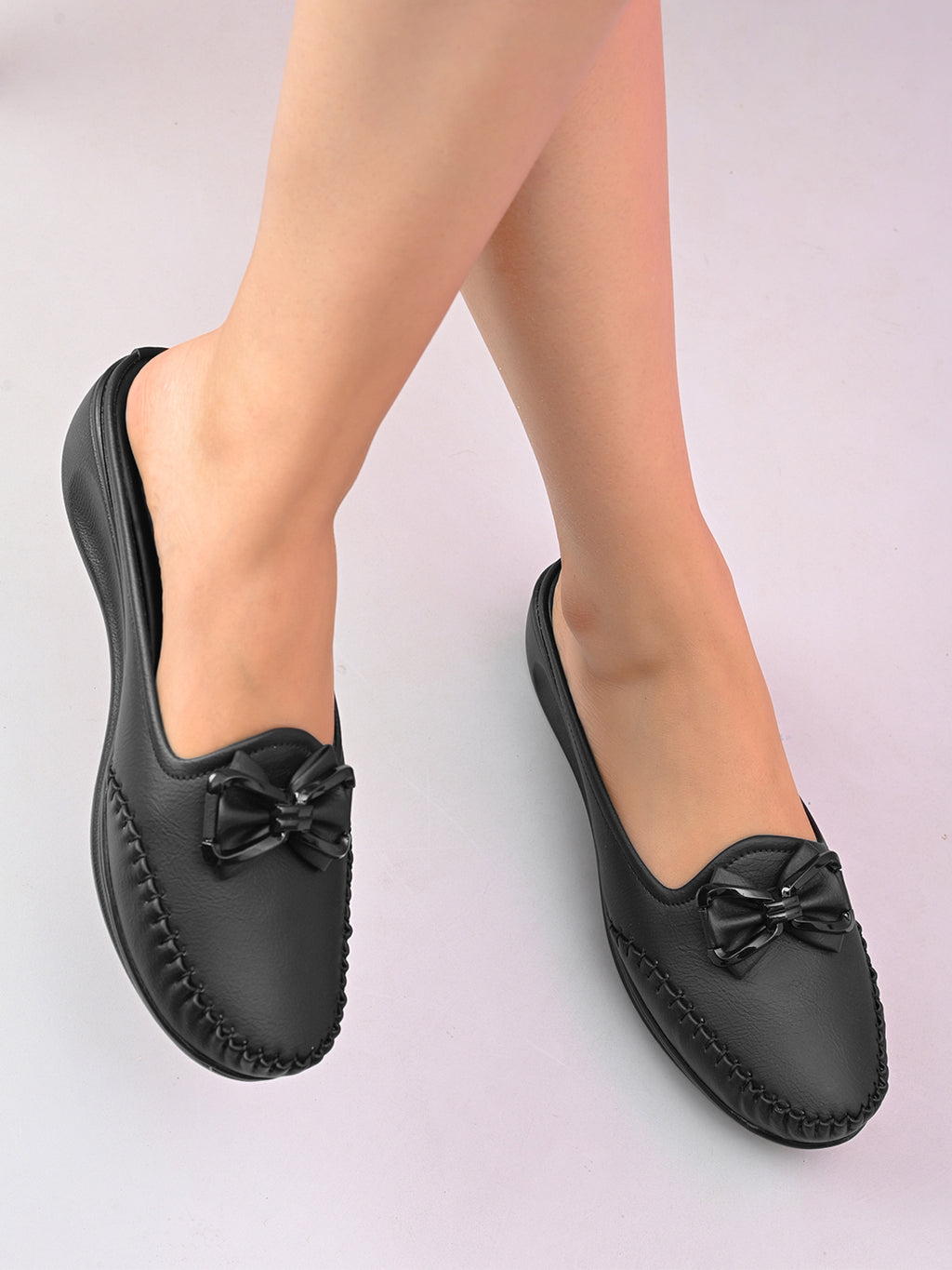 Stylish Slip-On Bow Mule Loafers