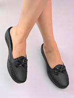 Stylish Slip-On Bow Mule Loafers