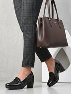 ELEGANT POINTED TOE CUSHIONED BLOCK HEEL PUMPS