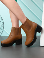 Minimalist Elastic Panel Chunky Block Heel Chelsea Boots